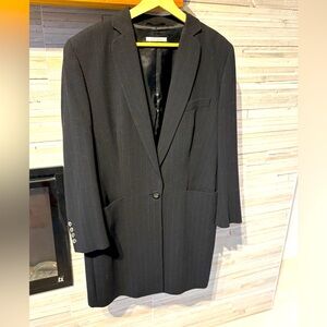 Rene Lezard women’s blazer one button wool pinstripe black size 40 - 8/10